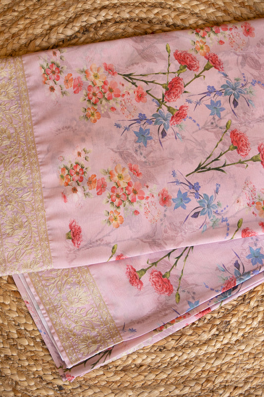 Gulnaar Bloom Crepe Chinnon Saree