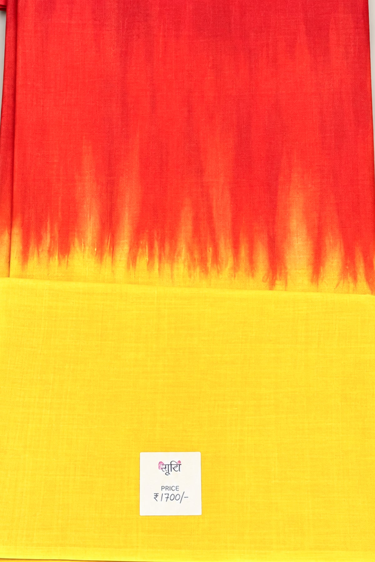 Sunset Red & Yellow Ombre Pure Cotton Hand Tie Dye Saree - SS088