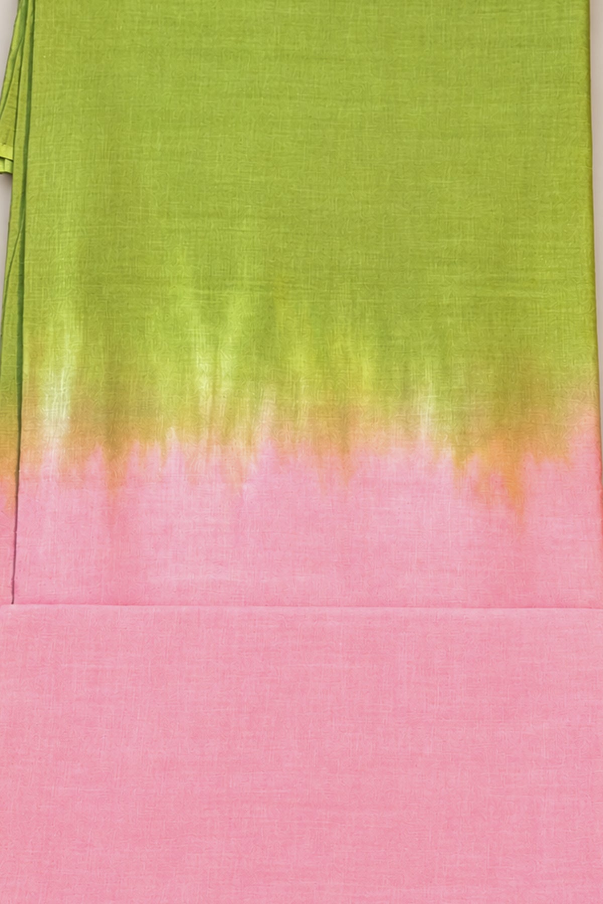 Lime & Blush Ombre Pure Cotton Hand Tie Dye Saree – SS080