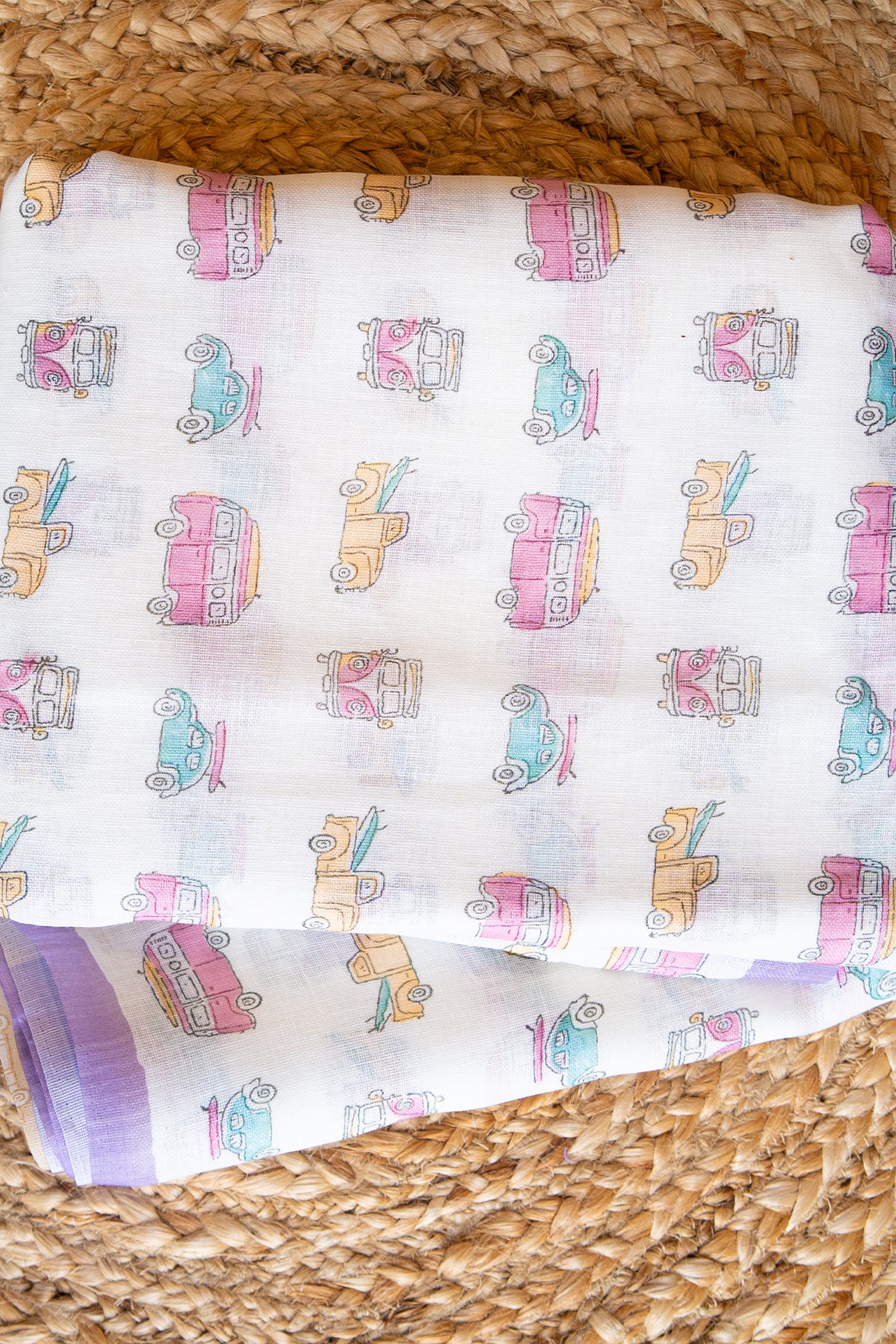 Vintage Ride Digital Print Linen Saree