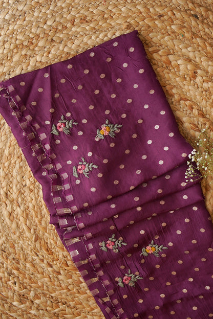 Midnight Plum Floral Crepe Saree