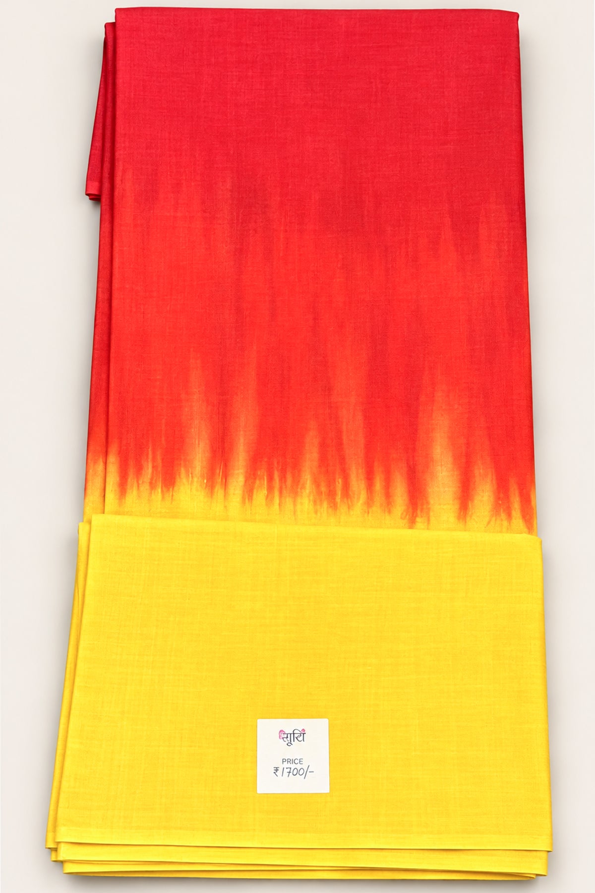 Sunset Red & Yellow Ombre Pure Cotton Hand Tie Dye Saree - SS088
