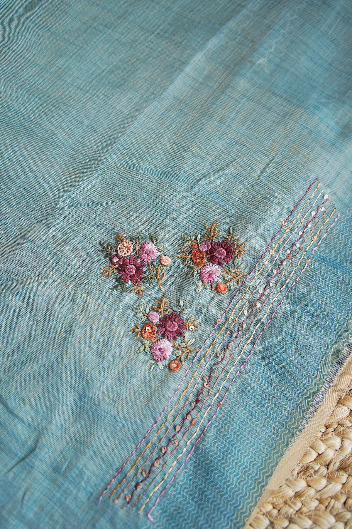 Mist Bloom Tissue Linen Saree
