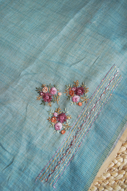 Mist Bloom Tissue Linen Saree