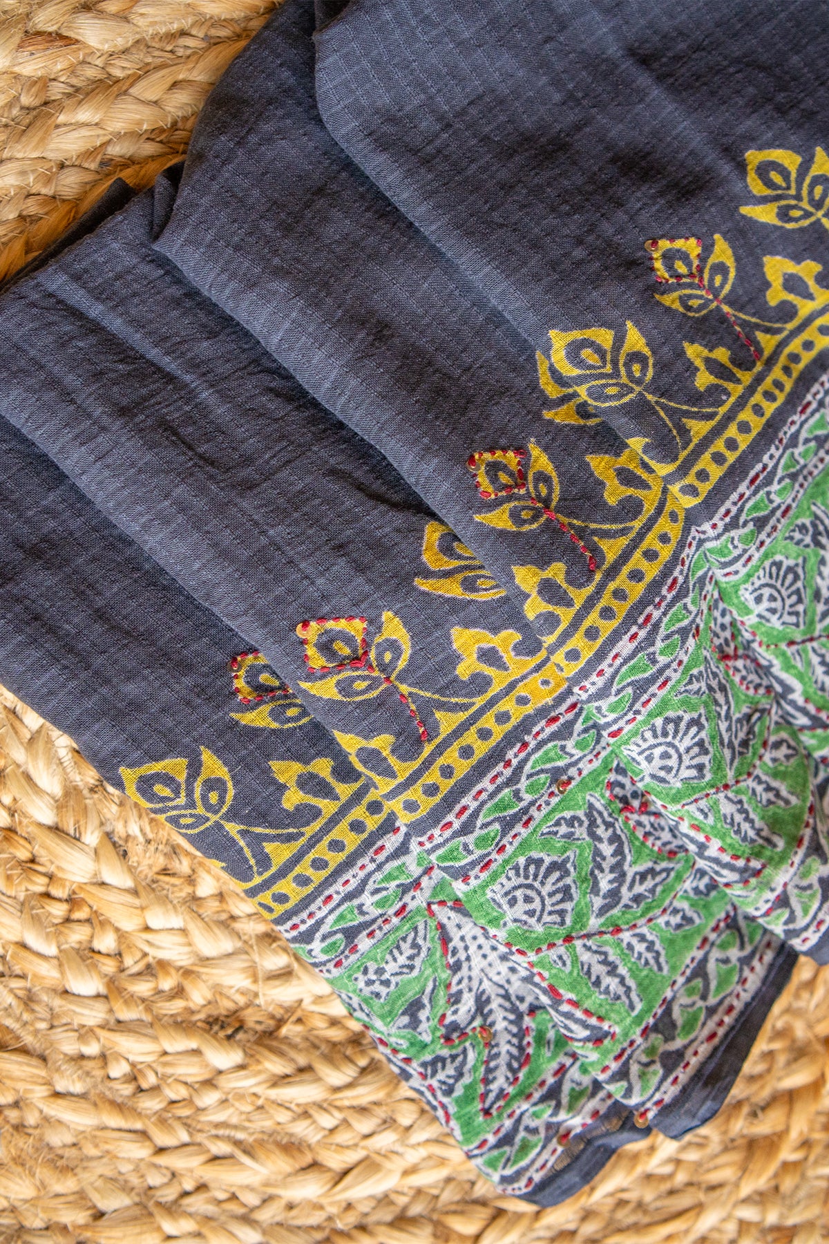 Noir Kalam Handcrafted Mul Cotton Saree