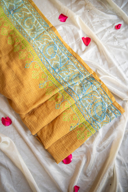 Sunheri Baagh Handcrafted Mul Cotton Saree