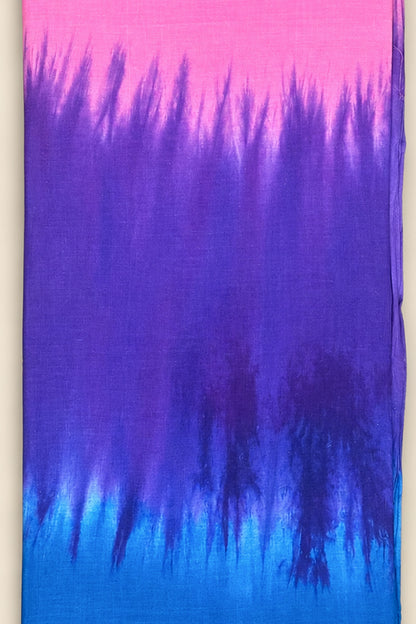 Blush, Iris & Sapphire Ombre Pure Cotton Hand Tie Dye Saree – SS084