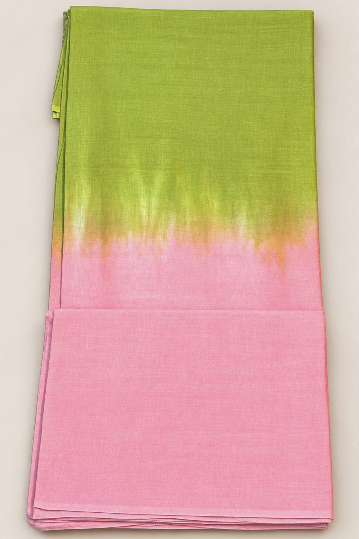 Lime & Blush Ombre Pure Cotton Hand Tie Dye Saree – SS080