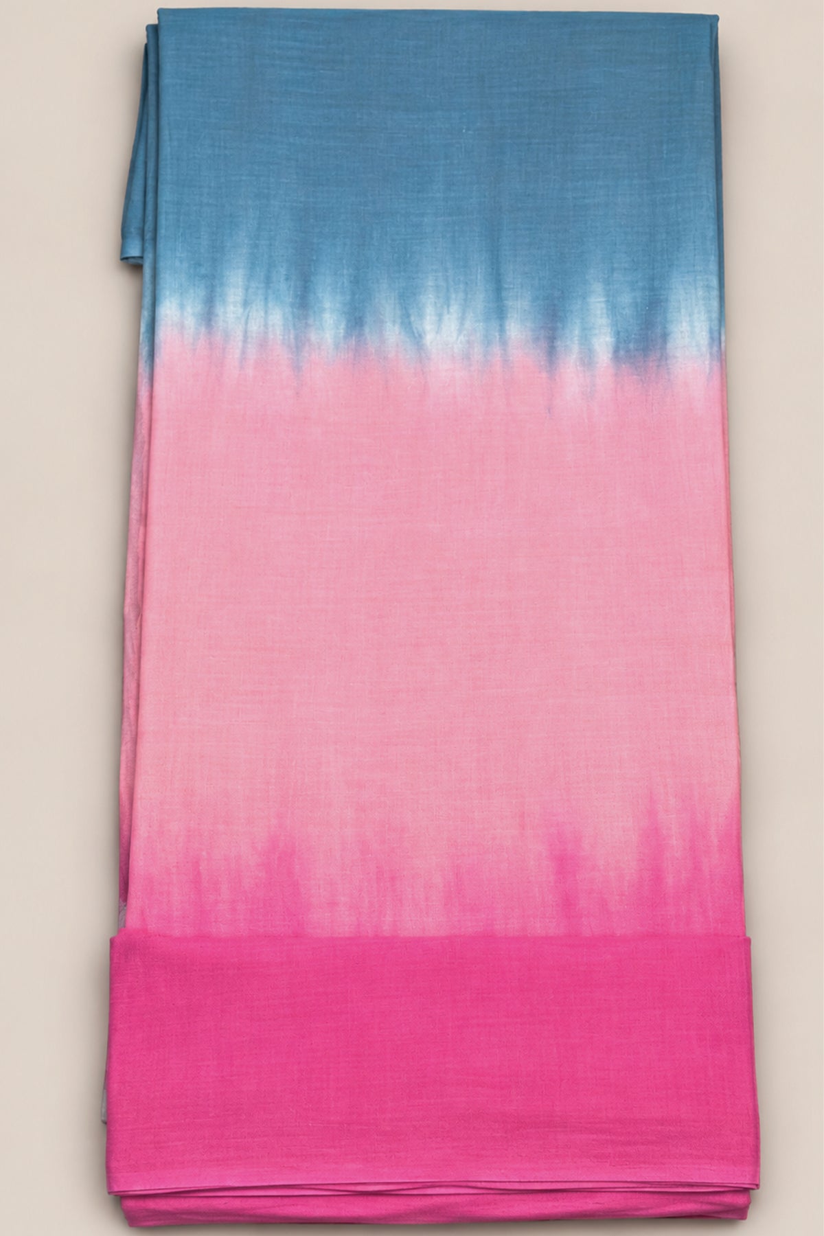 Ocean Mist & Fuchsia Ombre Pure Cotton Hand Tie Dye Saree – SS082