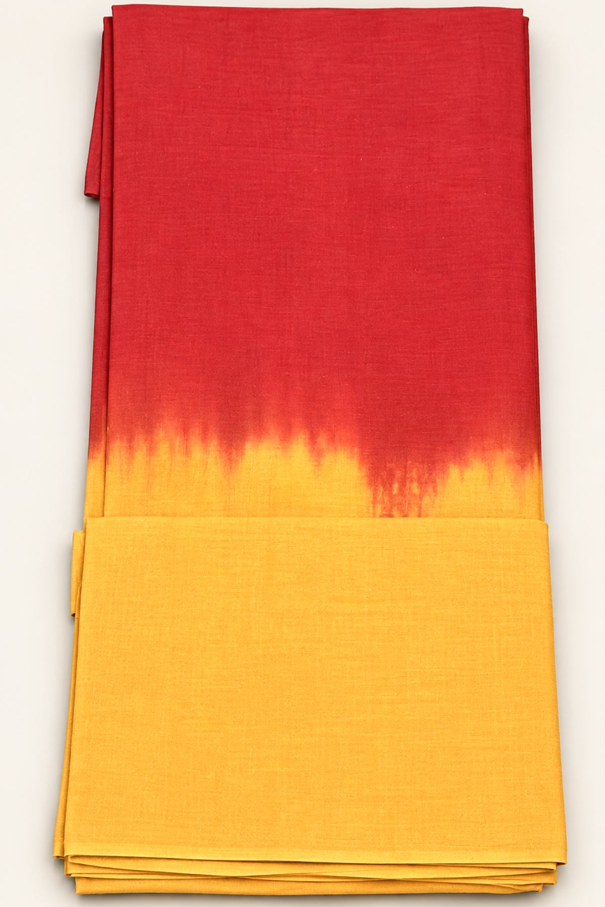 Sunset Red and Golden Orange Ombre Pure Cotton Hand Tie Dye Saree - SS087