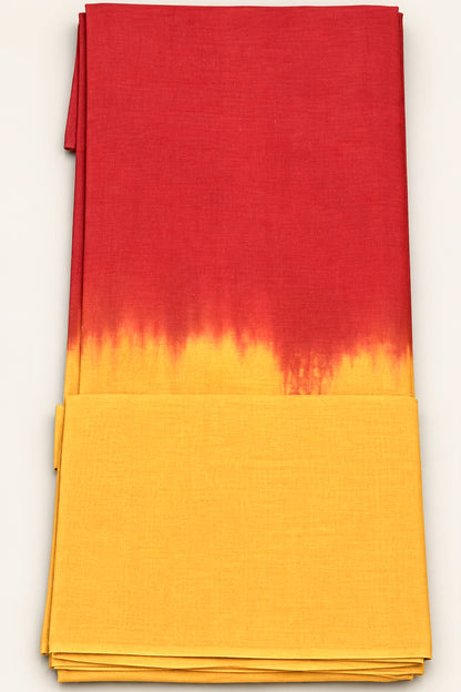 Sunset Red and Golden Orange Ombre Pure Cotton Hand Tie Dye Saree - SS087