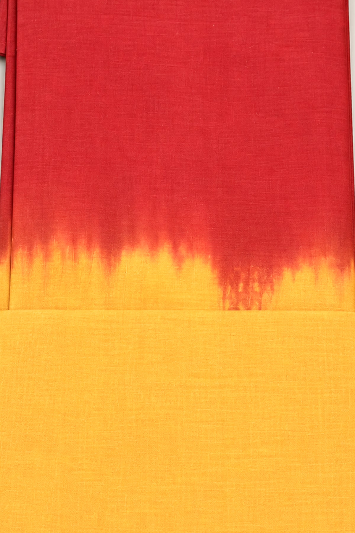 Sunset Red and Golden Orange Ombre Pure Cotton Hand Tie Dye Saree - SS087