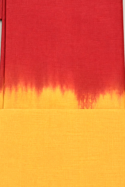Sunset Red and Golden Orange Ombre Pure Cotton Hand Tie Dye Saree - SS087