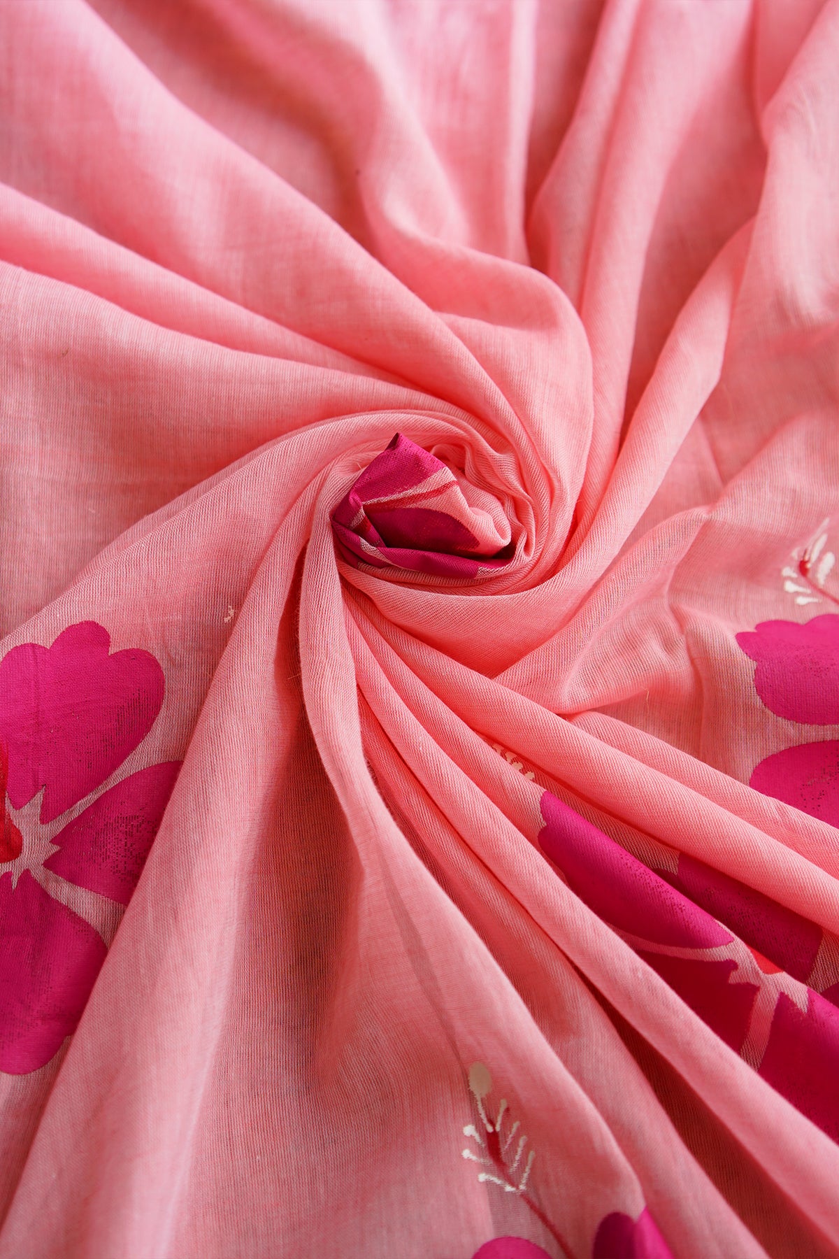 Blush Pink Handpainted Mulmul Saree – SS035