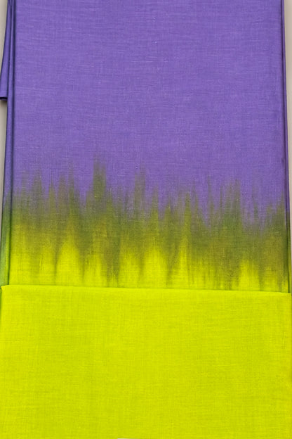 Violet & Lime Ombre Pure Cotton Hand Tie Dye Saree – SS083