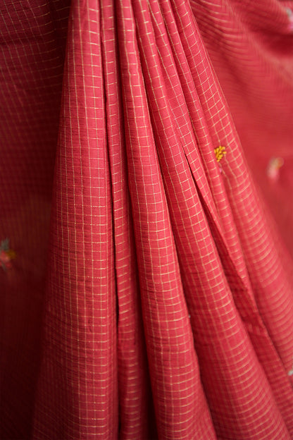 Crimson Bloom Embroidered Crepe Saree