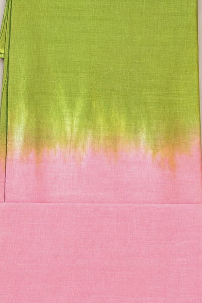 Lime & Blush Ombre Pure Cotton Hand Tie Dye Saree – SS080