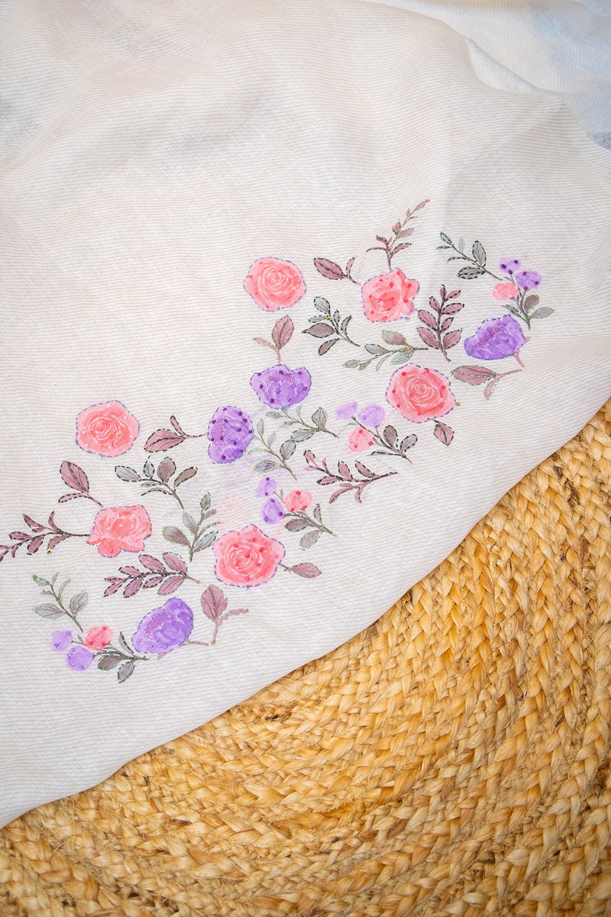 Roselle Handcrafted Linen Saree