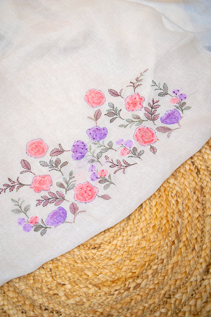 Roselle Handcrafted Linen Saree