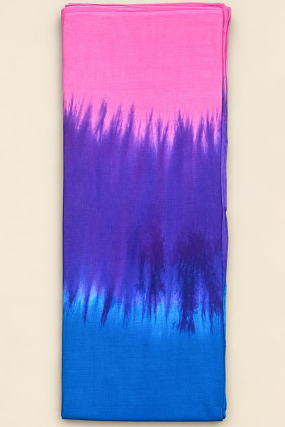 Blush, Iris & Sapphire Ombre Pure Cotton Hand Tie Dye Saree – SS084