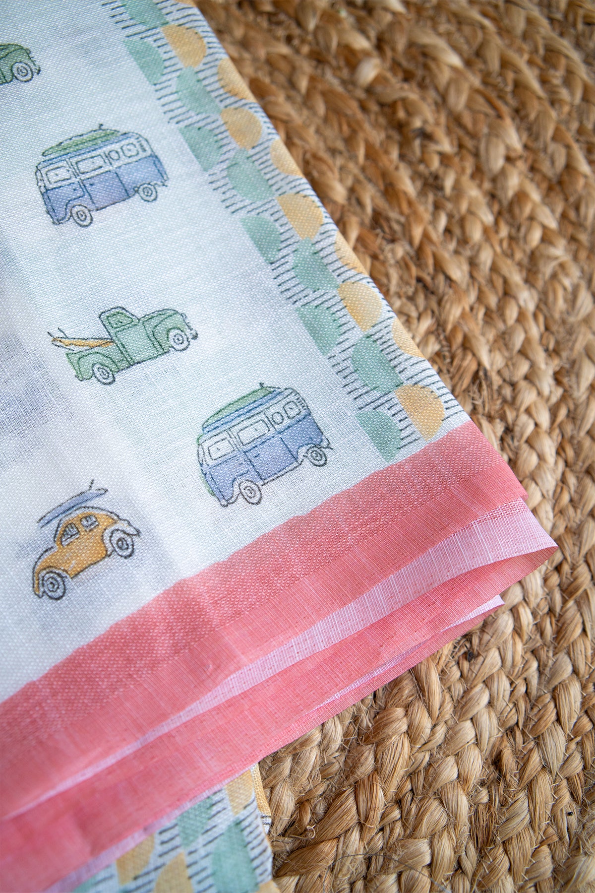 Pastel Wheels Digital Print Linen Saree