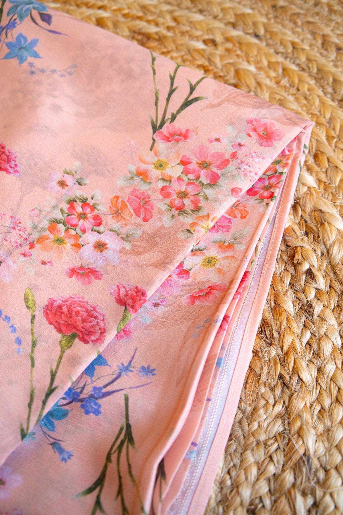 Rose Bloom Crepe Chinnon Saree