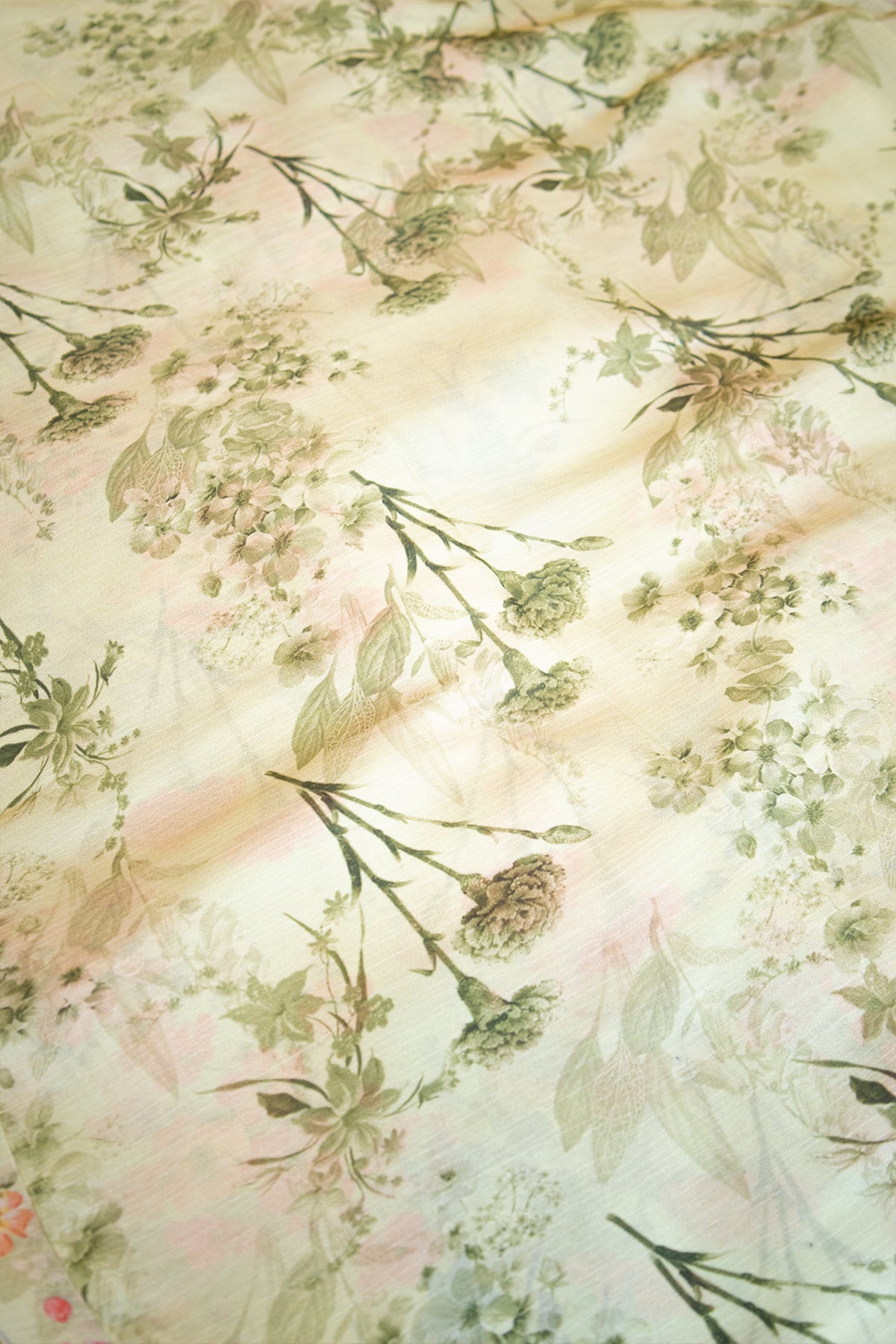 Mint Blossom Crepe Chinnon Saree