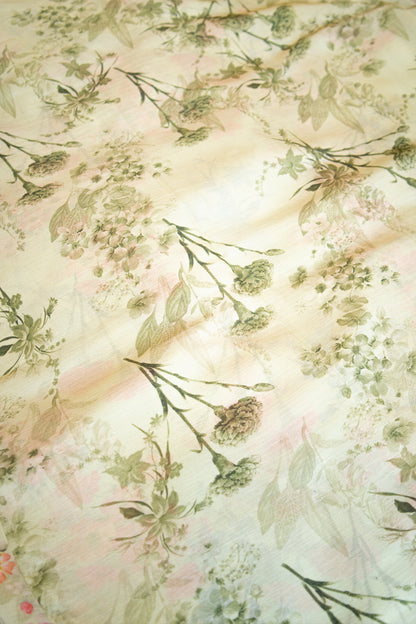Mint Blossom Crepe Chinnon Saree