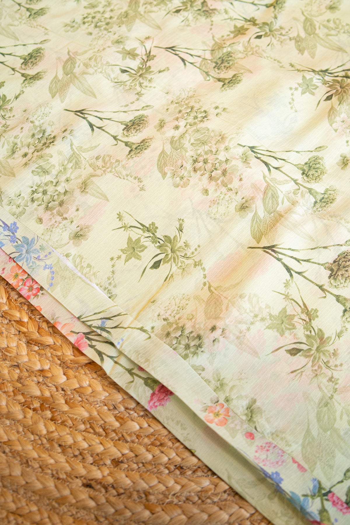 Mint Blossom Crepe Chinnon Saree