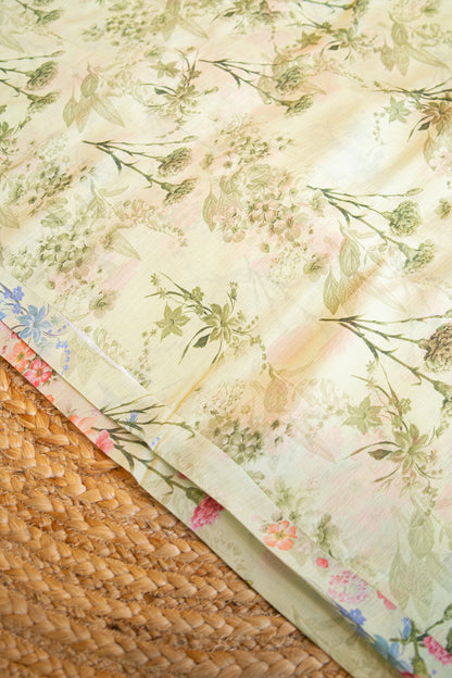 Mint Blossom Crepe Chinnon Saree