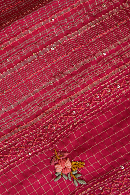Rani Pink Floral Crepe Saree