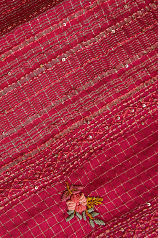Rani Pink Floral Crepe Saree