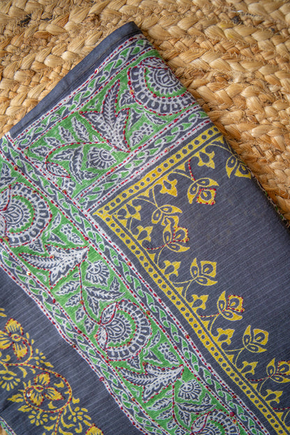 Noir Kalam Handcrafted Mul Cotton Saree