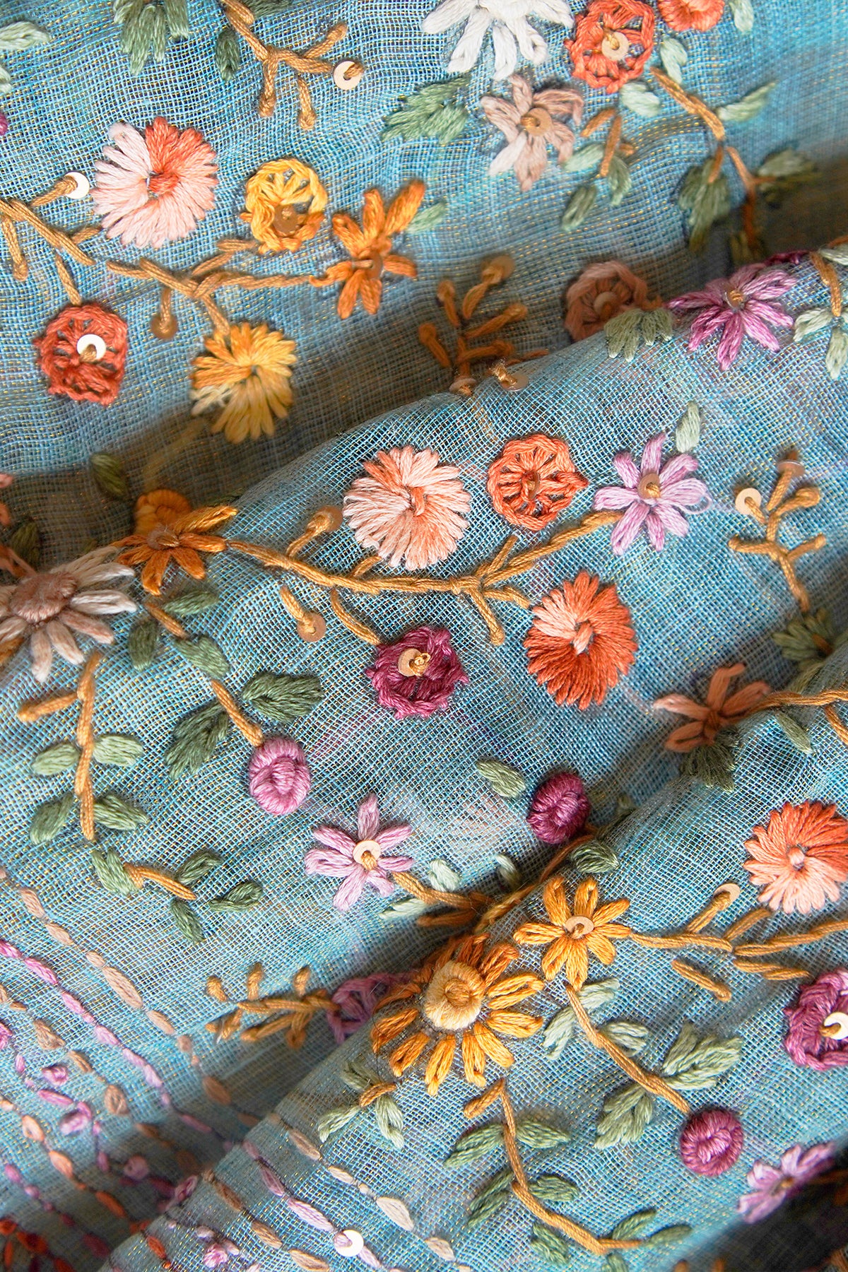 Mist Bloom Tissue Linen Saree