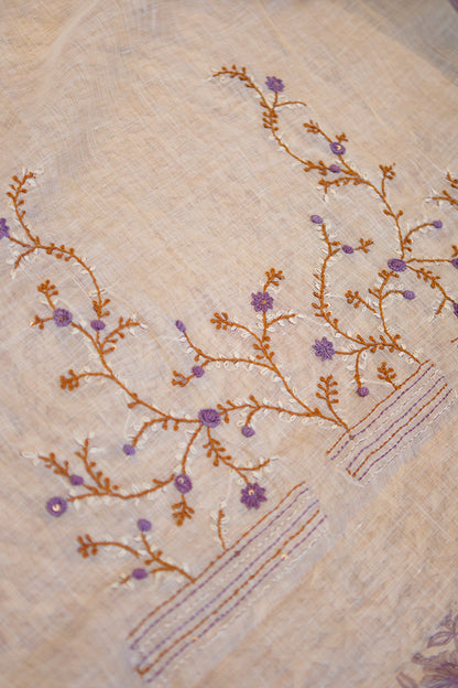 Rose Bloom Tissue Linen Saree - SS034
