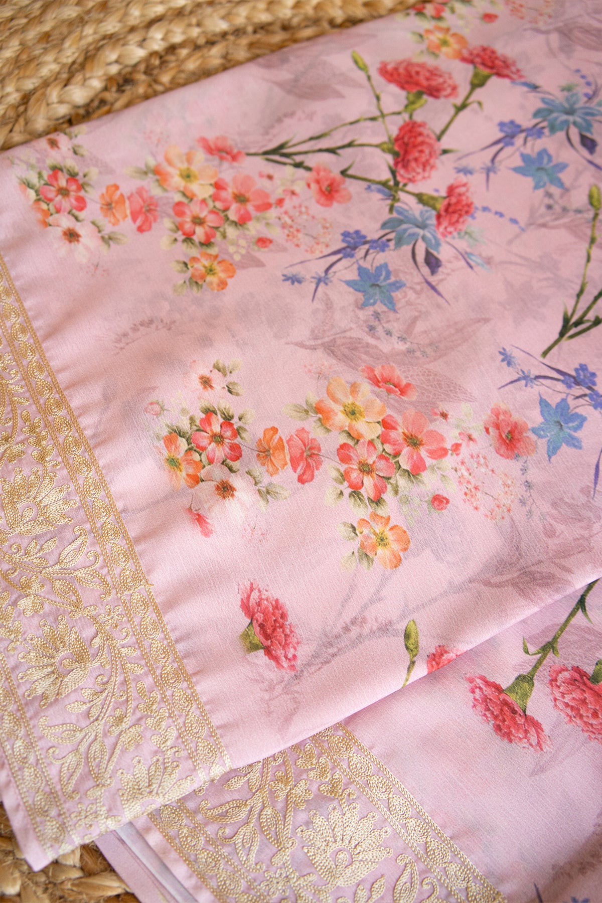 Gulnaar Bloom Crepe Chinnon Saree