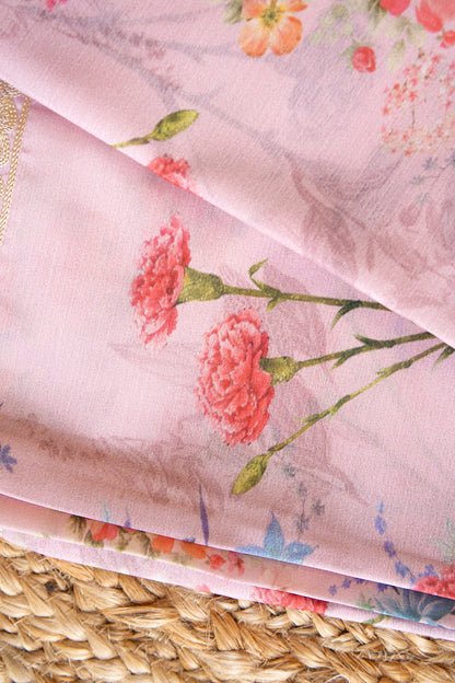 Gulnaar Bloom Crepe Chinnon Saree