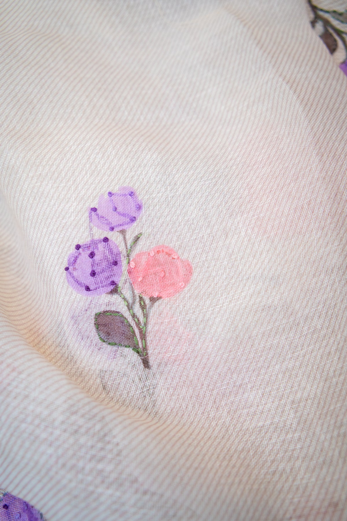 Roselle Handcrafted Linen Saree
