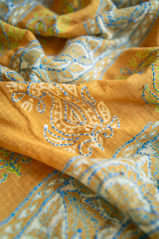Sunheri Baagh Handcrafted Mul Cotton Saree