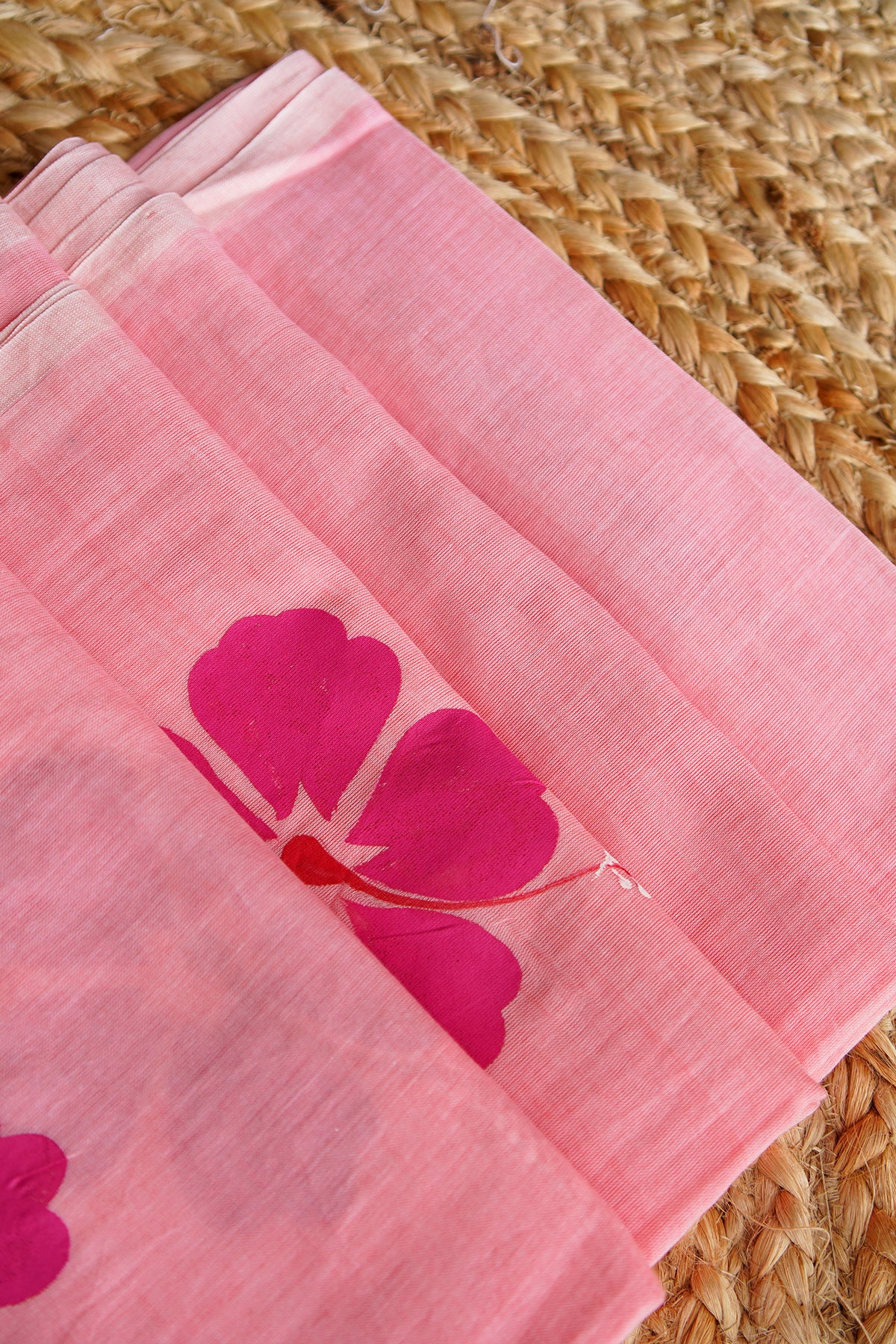 Blush Pink Handpainted Mulmul Saree – SS035
