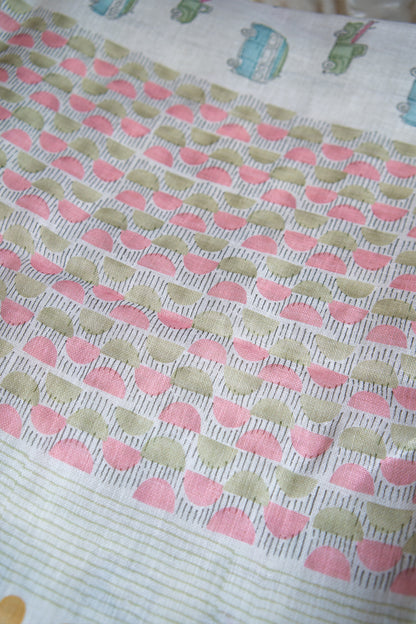 Candy Cruise Digital Print Linen Saree