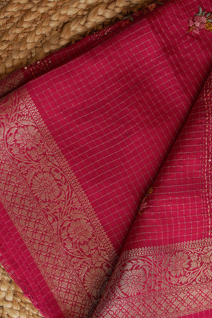 Rani Pink Floral Crepe Saree