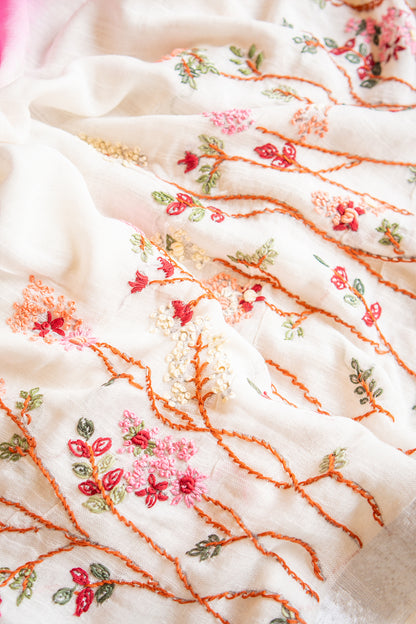 Blush Meadow Dual Tone Handcrafted Linen Saree