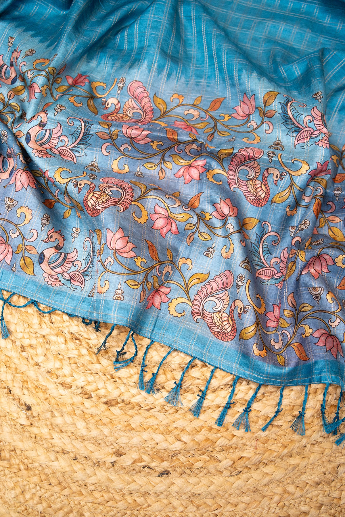 Neel Kamal Matka Tussar Saree