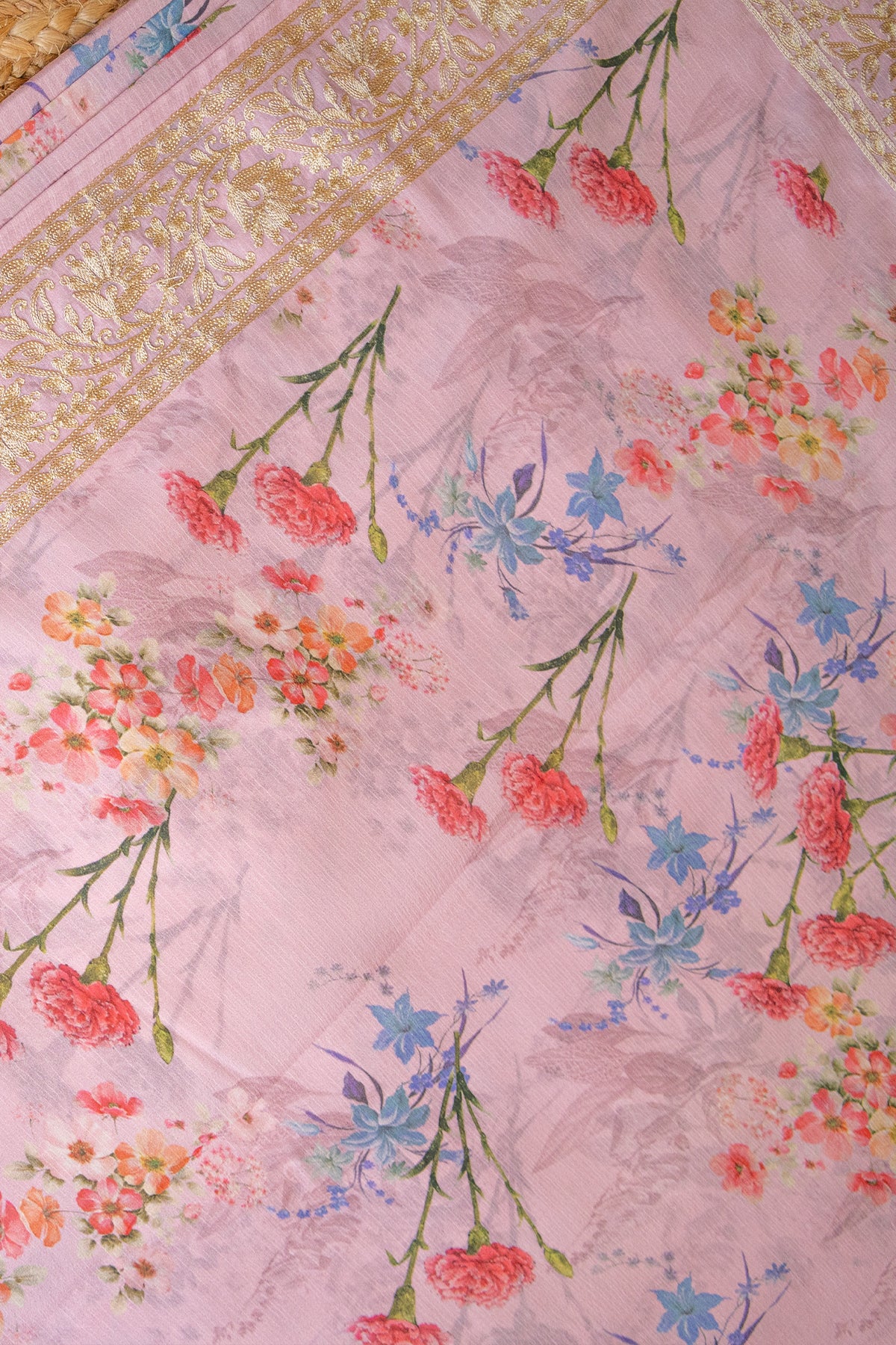 Gulnaar Bloom Crepe Chinnon Saree