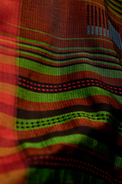 Black & Green Banana Stem Saree - SS056