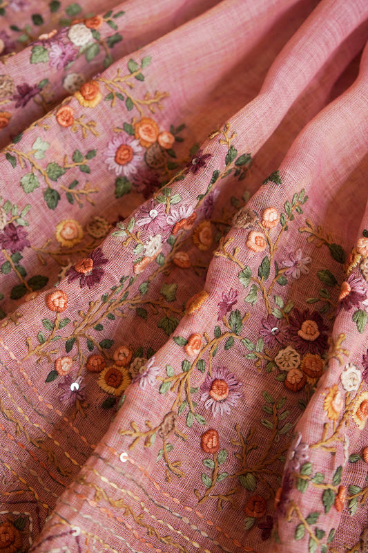 Rose Meadow Tissue Linen Saree
