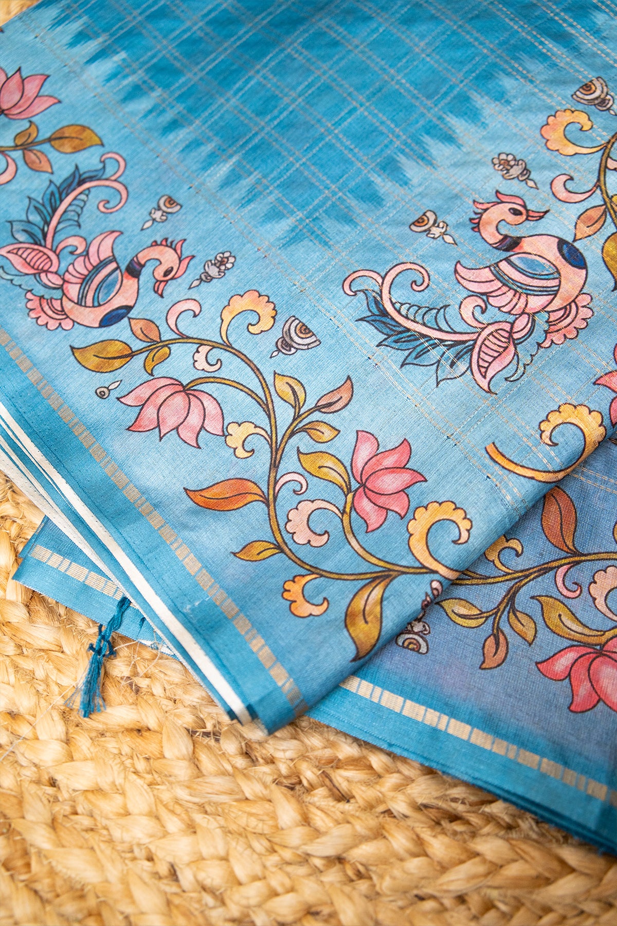 Neel Kamal Matka Tussar Saree