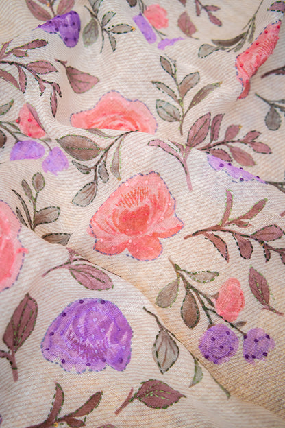 Roselle Handcrafted Linen Saree