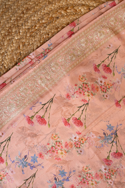 Rose Bloom Crepe Chinnon Saree